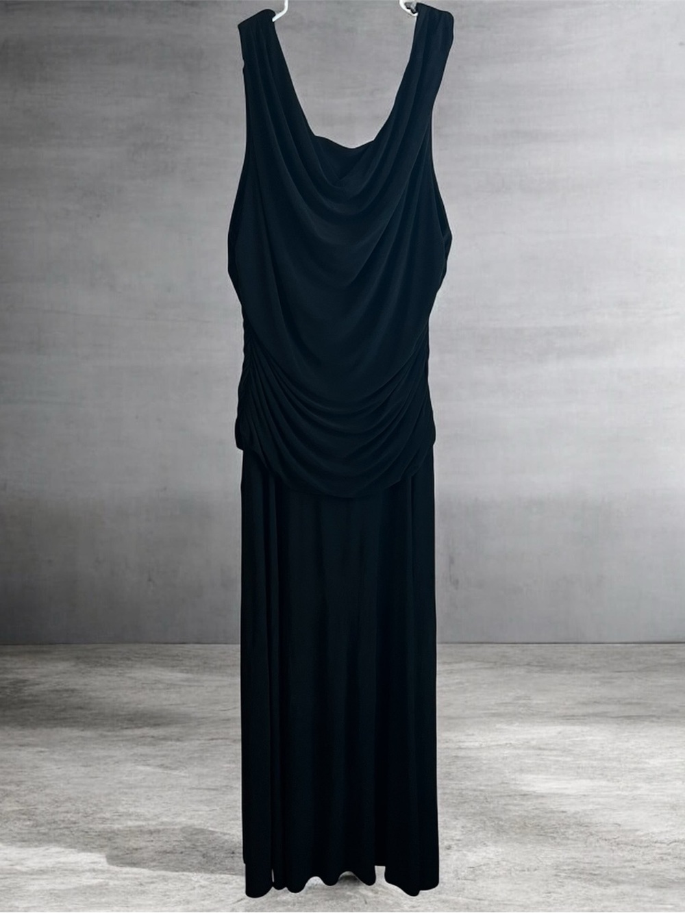 Night Way Collections Women’s Sz.18 Formal Black Draped Maxi Dress Wedding Party
